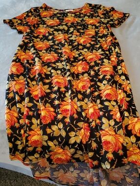 LuLaRoe Black Dress with Orange and Yellow Floral Print